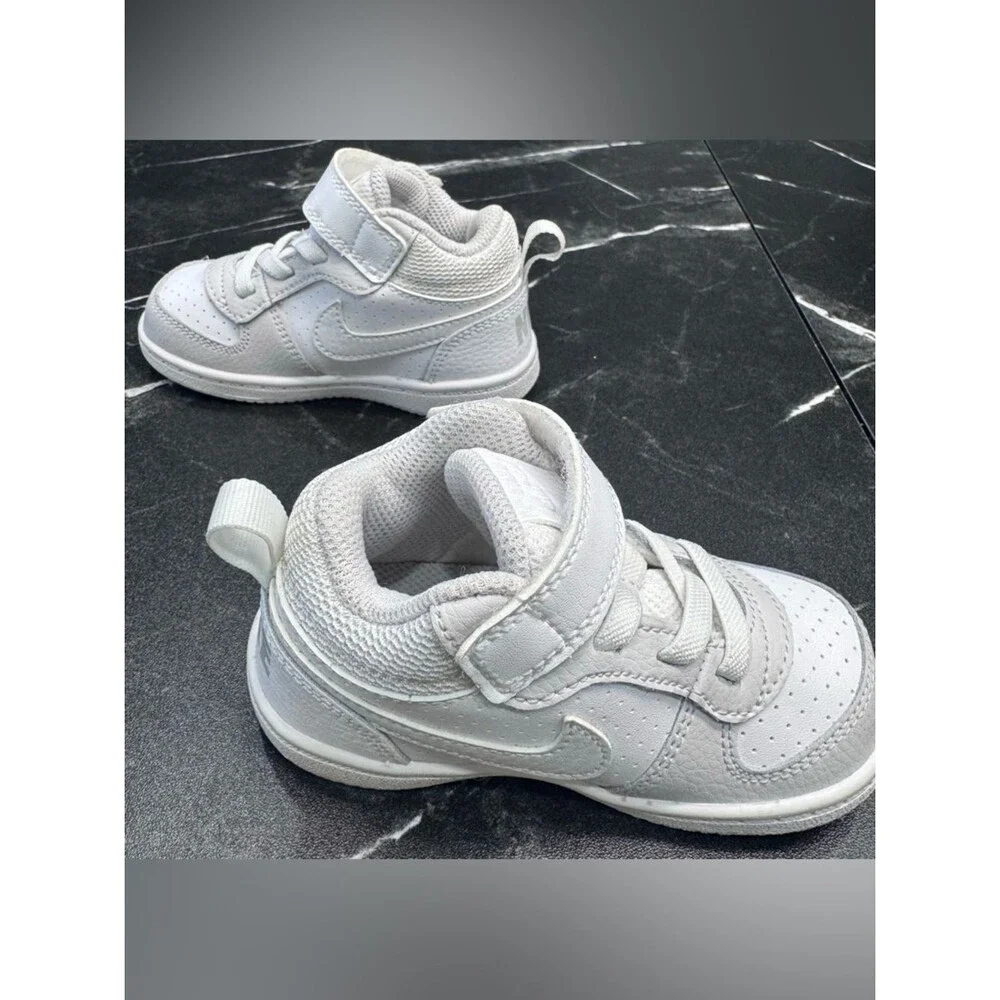 Nike Kids High Top Sneakers White Gray Toddler 6C BNWOB Hook Loop